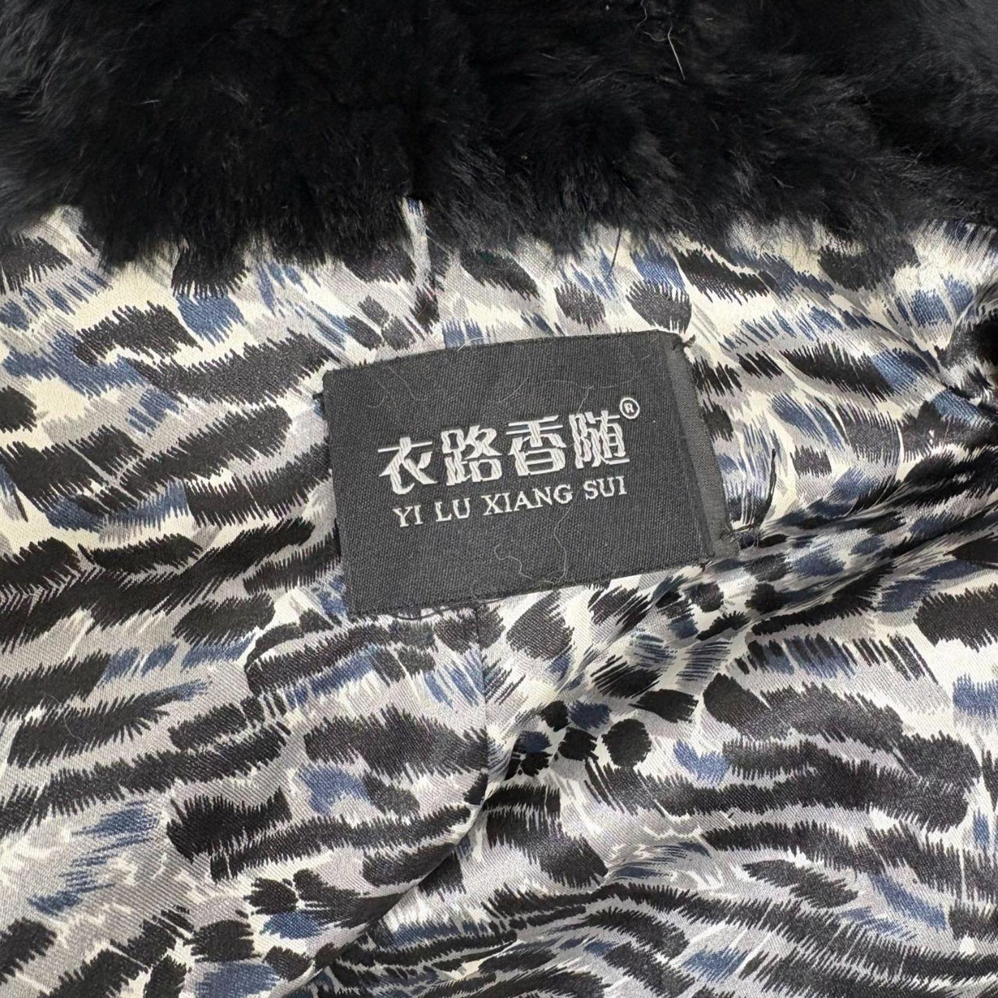 Vintage Y2K Jet Black Rabbit & Fox Fur Hooded Jacket