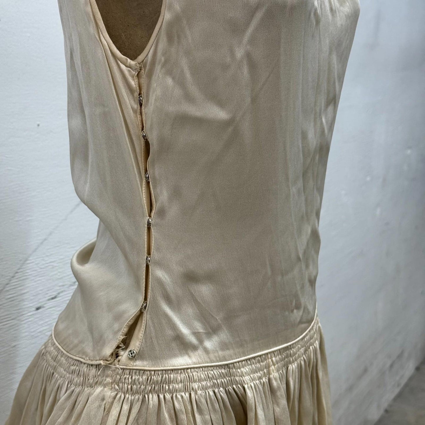 Antique 1920s Silk & Lace White Pearl Robe de Style Flapper Dress Bridal Wedding
