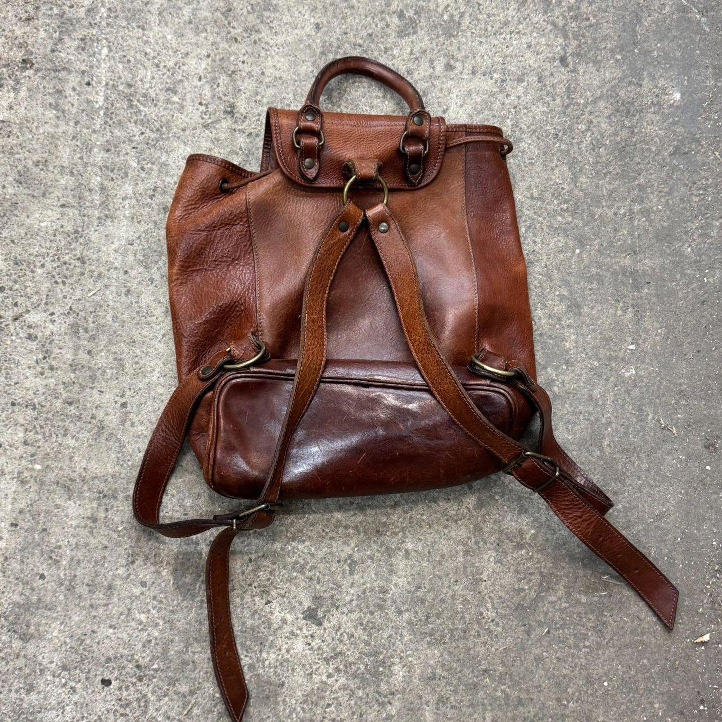 Vintage Brown Leather Mini Backpack