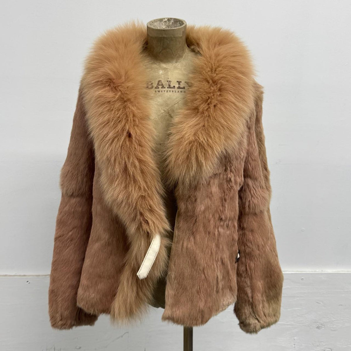 Vintage Y2K Pink Rabbit & Fox Fur Jacket Coat