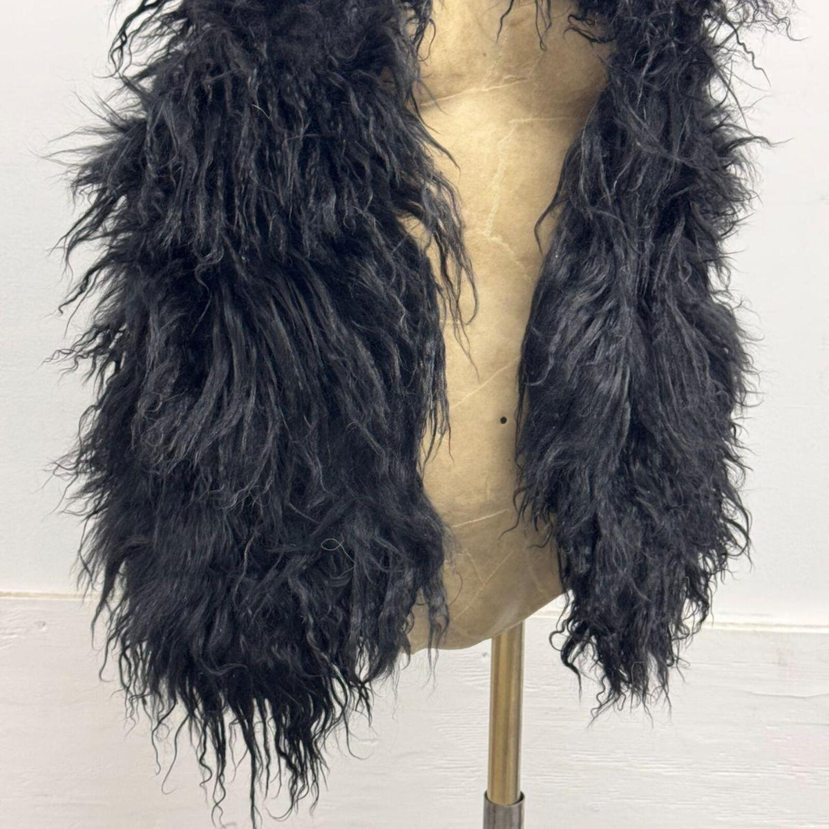 Vintage Black Mongolian Lamb Cropped Vest