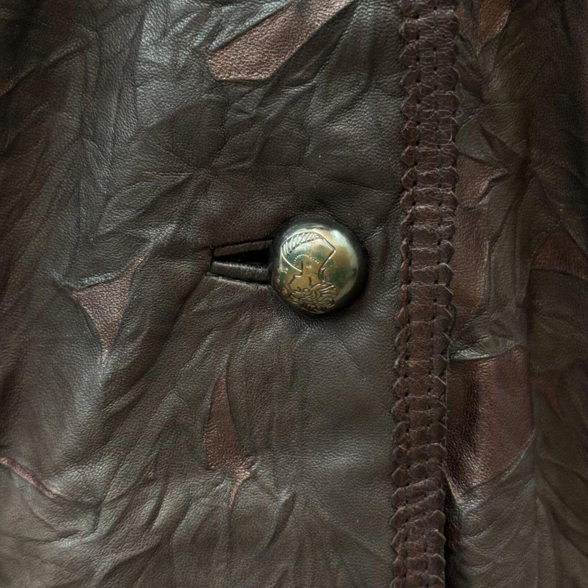 Vintage Y2K Brown Rainbow-Highlight Raccoon & Leather Coat