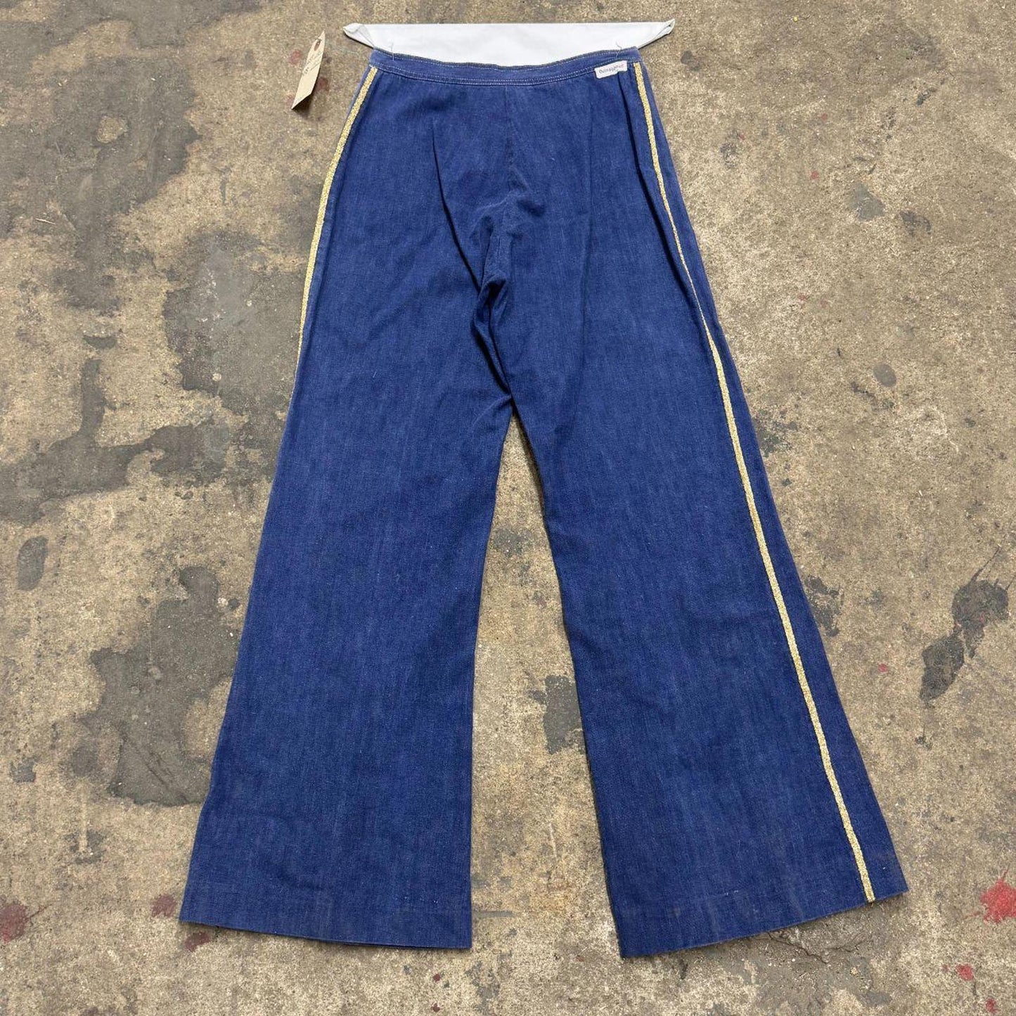 Vintage 70s Outrageous Metallic Panel Flare Jeans XS