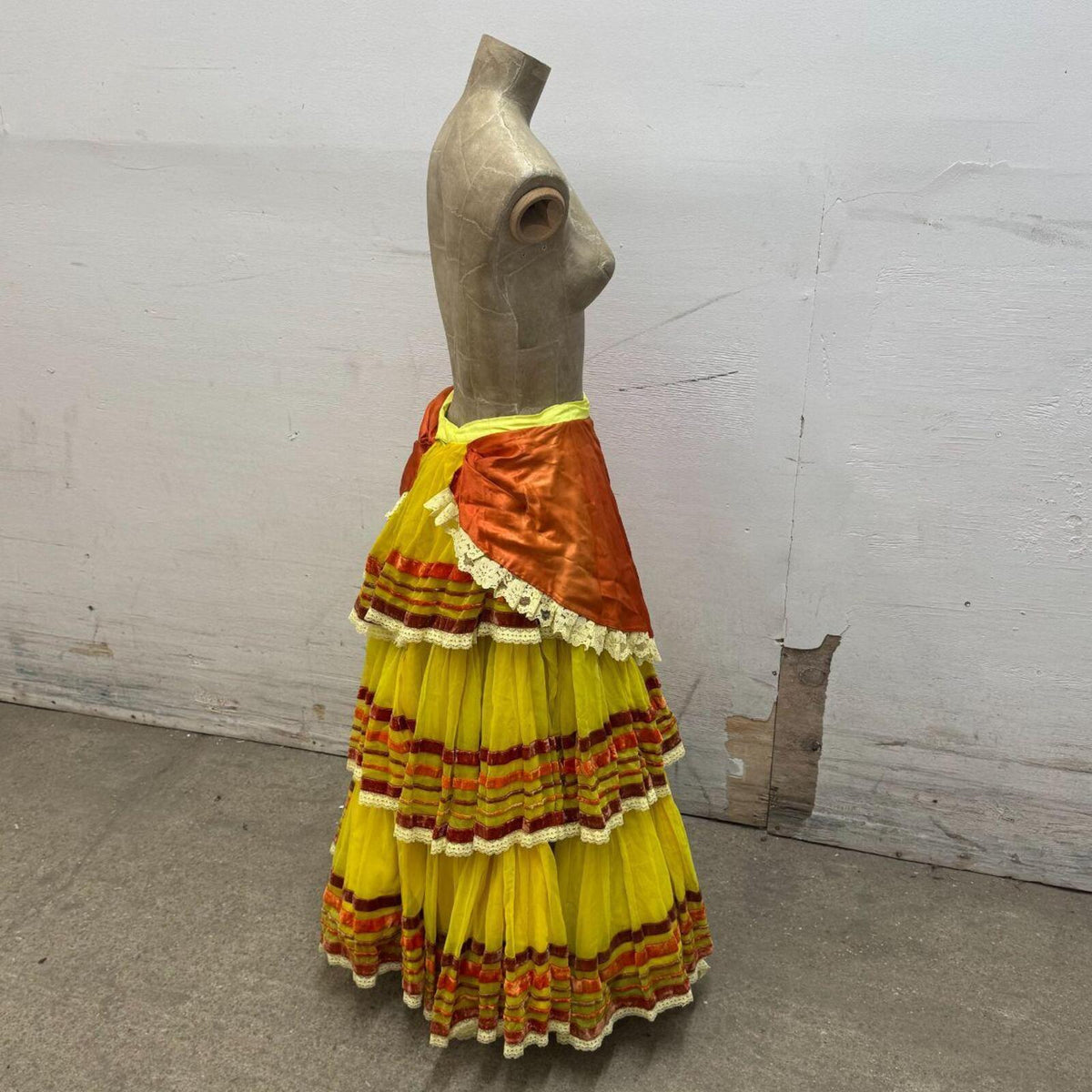 Vintage Broadway Costume 70s Sunset Tiered Performance Skirt