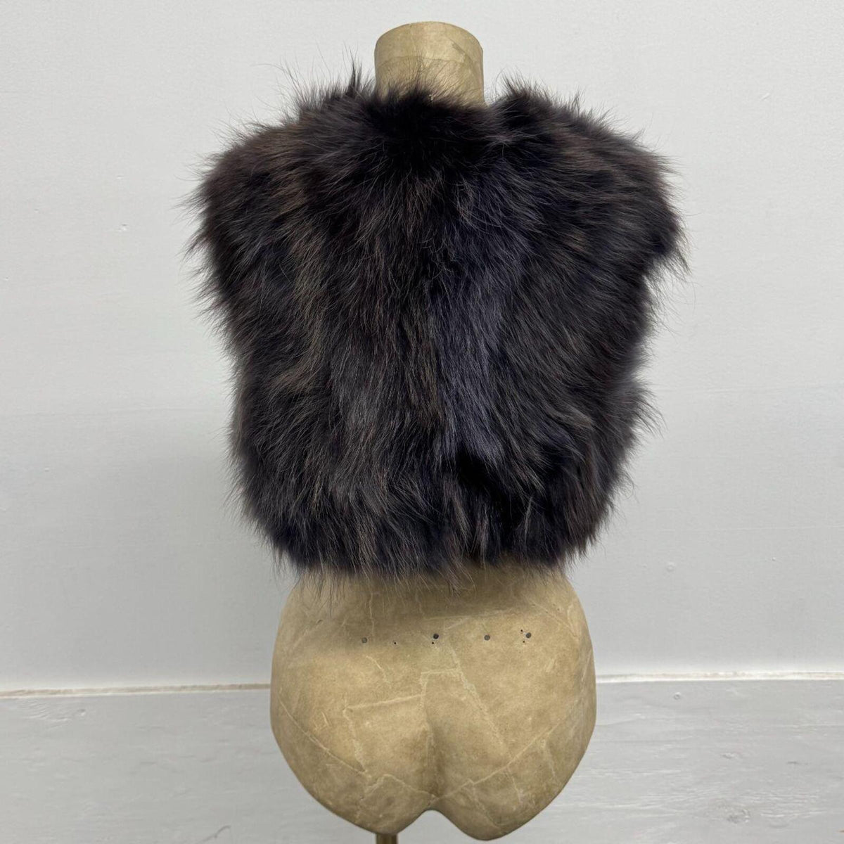 Y2K Vintage Charcoal Gray Genuine Fox Fur Vest