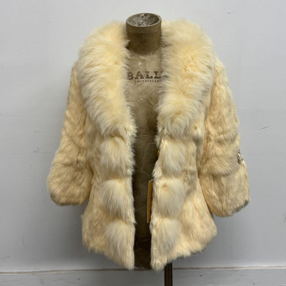 Vintage Y2K Cream Penny Lane Rabbit & Fox Fur Jacket Coat