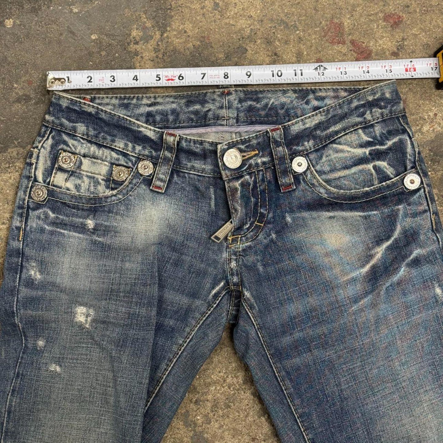 Archival Y2K Vintage Dsquared² "Camp Chippewa" Ultra Low-Rise Jeans S