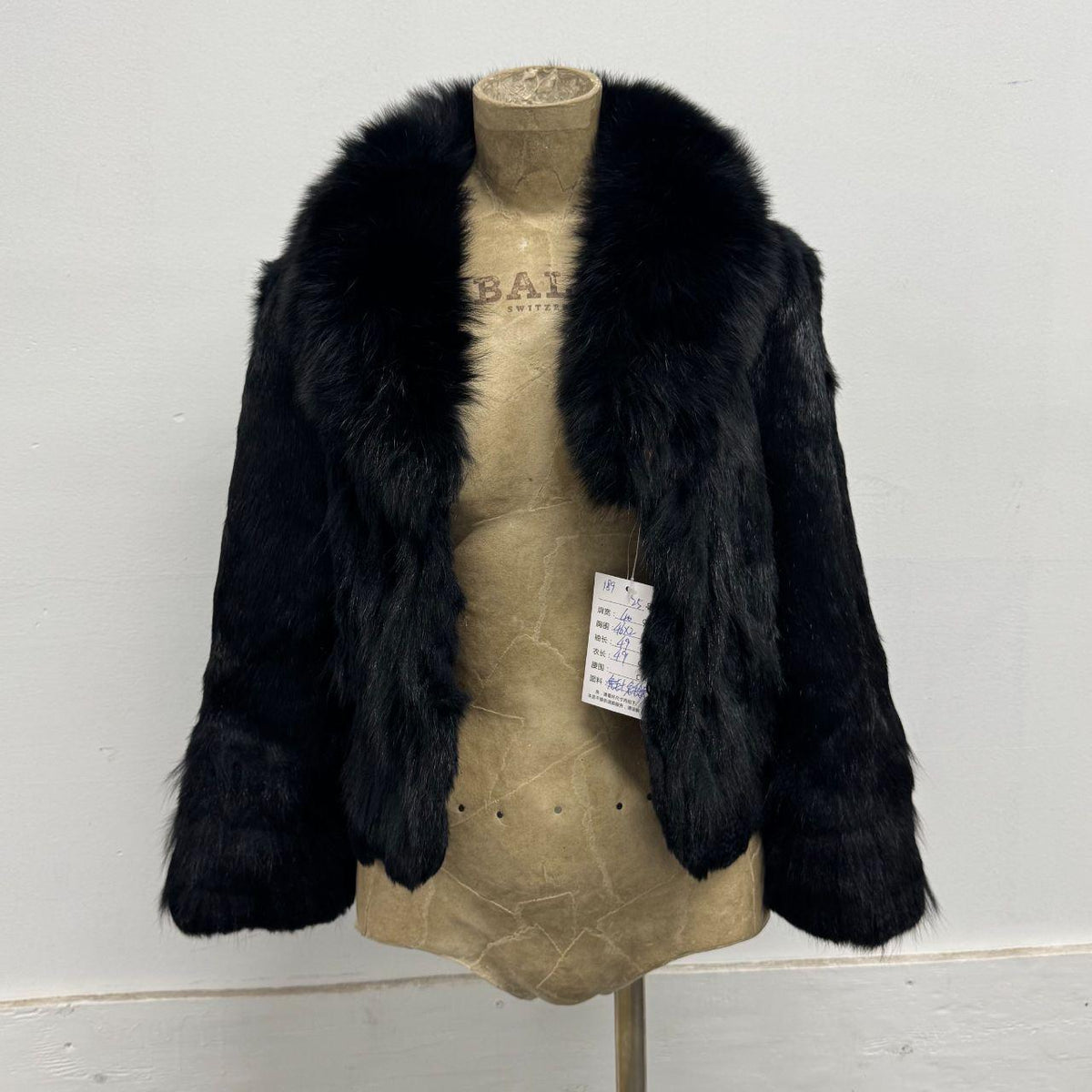 Vintage Black Rabbit & Fox Fur Coat Afghan Penny Lane Cropped Jacket