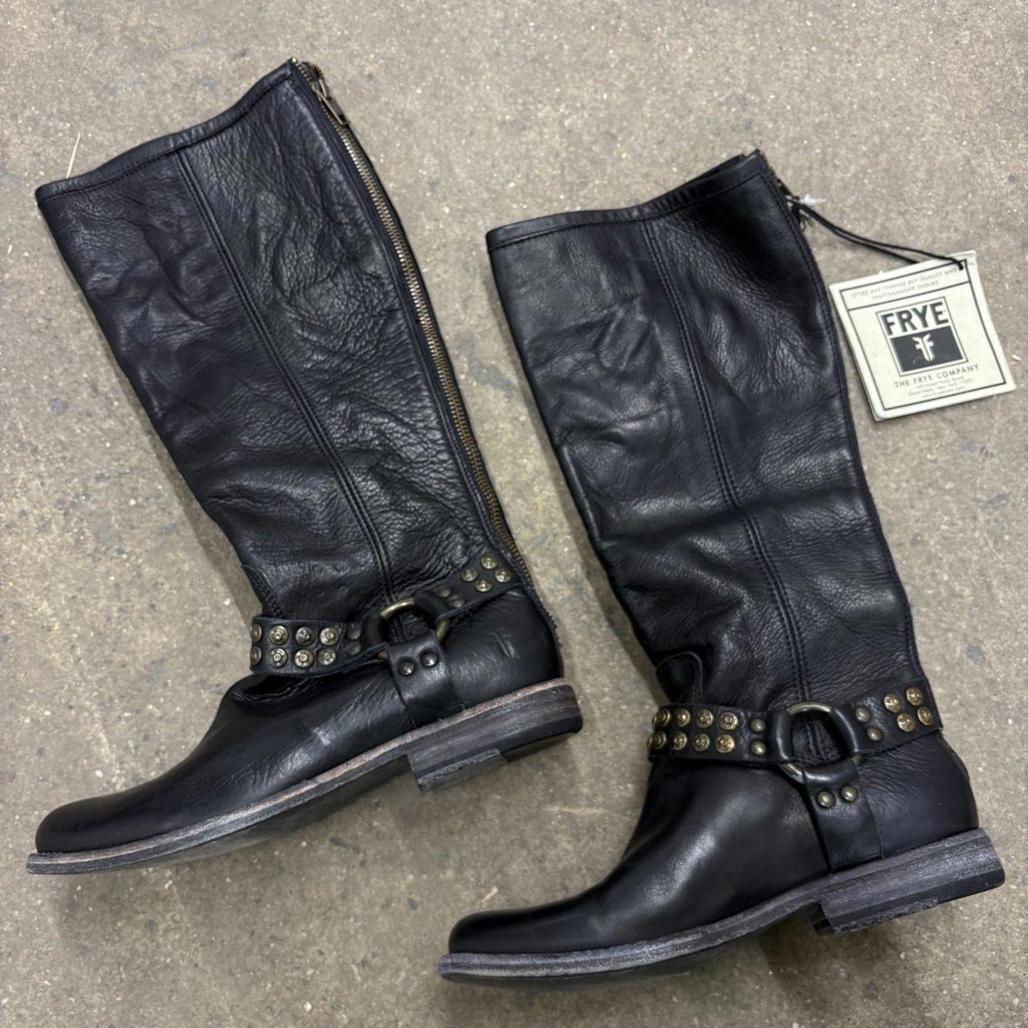 Deadstock Vintage Frye Leather Moto Harness Boots