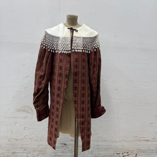Vintage Victorian Revival Burgundy Brocade Statement Coat