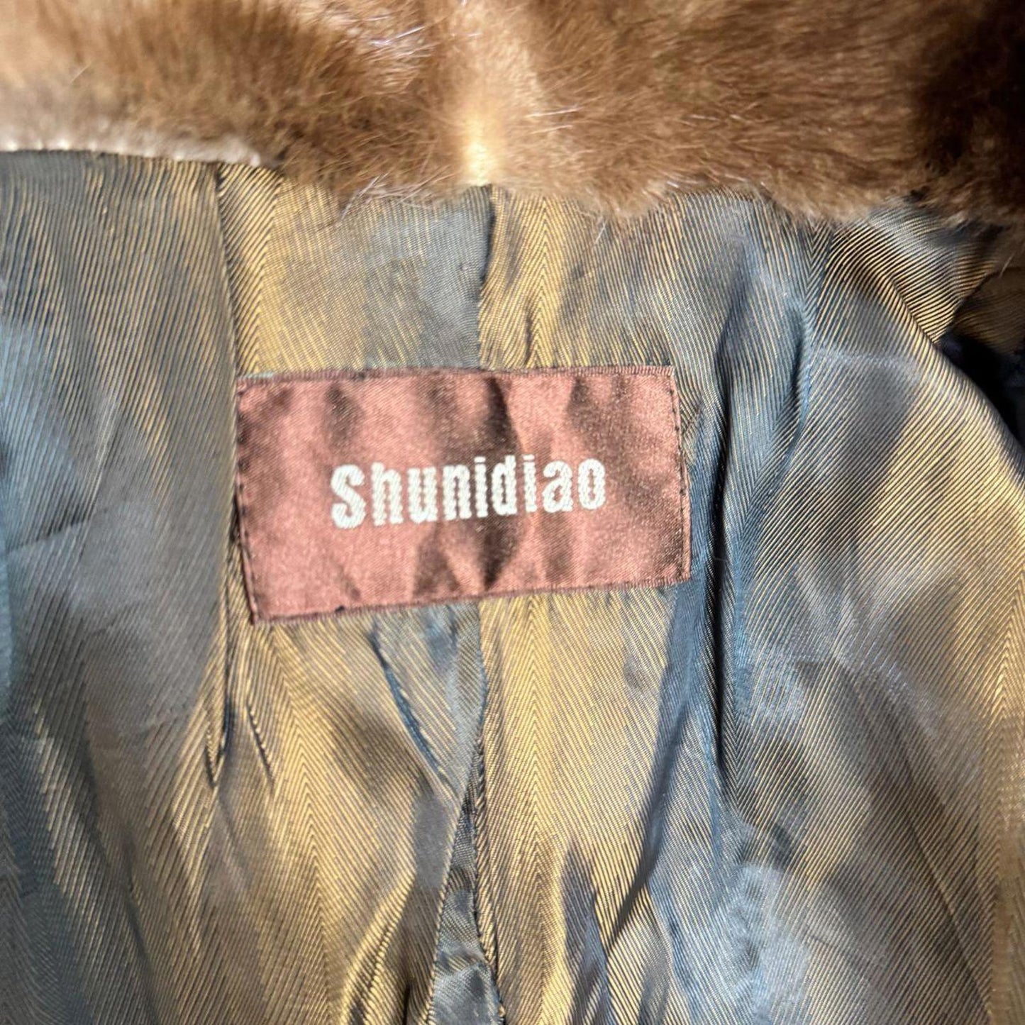 90s Vintage Mink Collar Plush Mixed-Texture Jacket