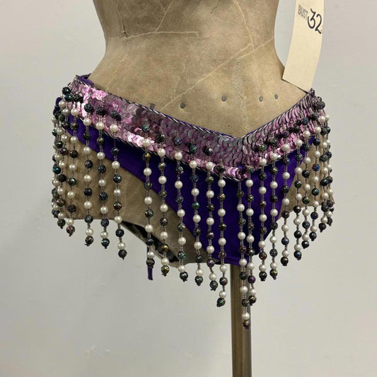 Vintage Purple & Silver Sequin Showgirl Costume Set