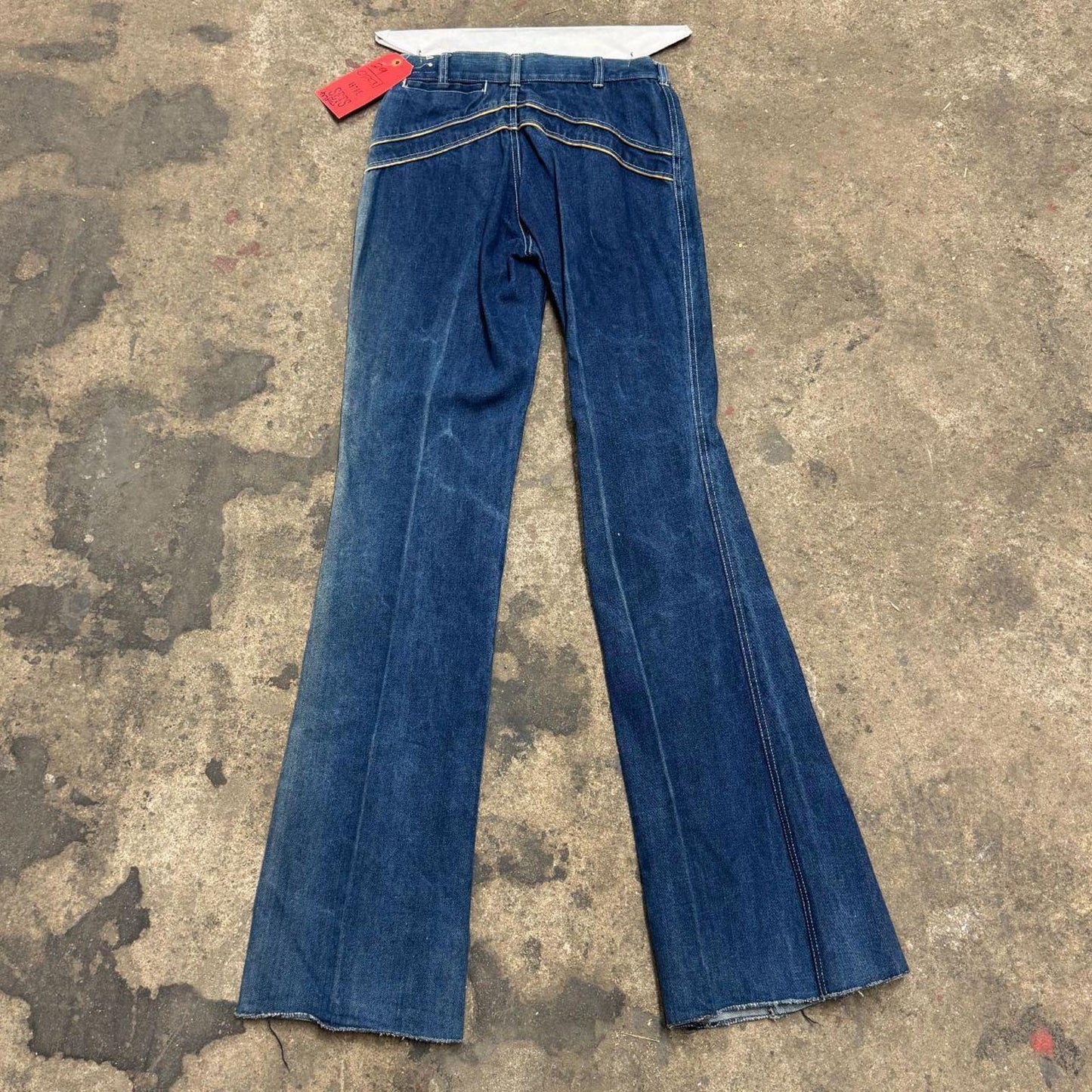 Vintage 70s Metallic Mixed-Panel Flare Jeans S
