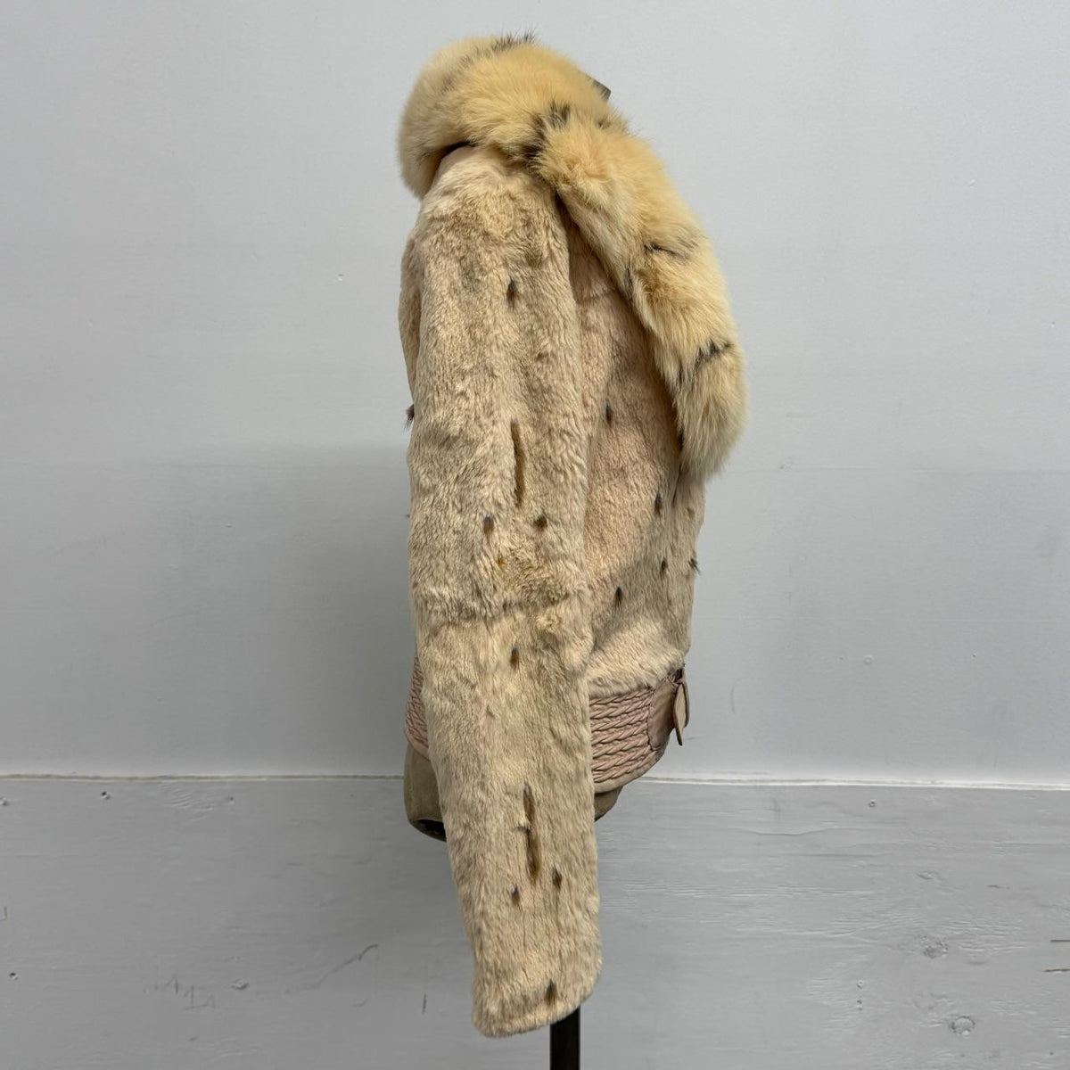 Vintage Y2K Pastel Pink Rabbit & Fox Fur Jacket Coat