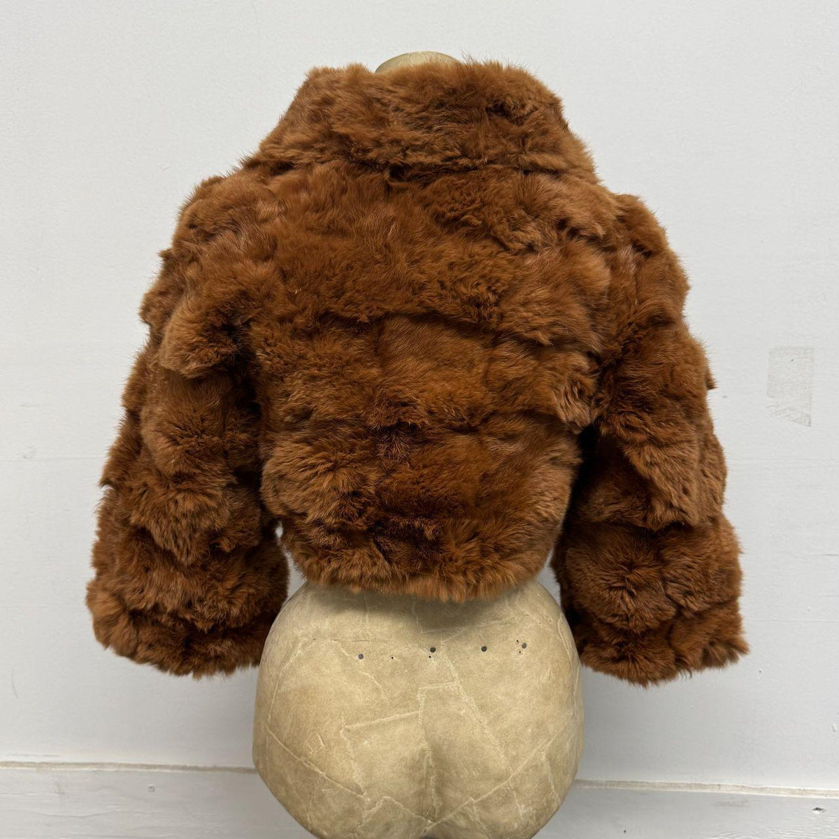Vintage Y2K Tan Brown Rabbit Fur Jacket Coat Bolero