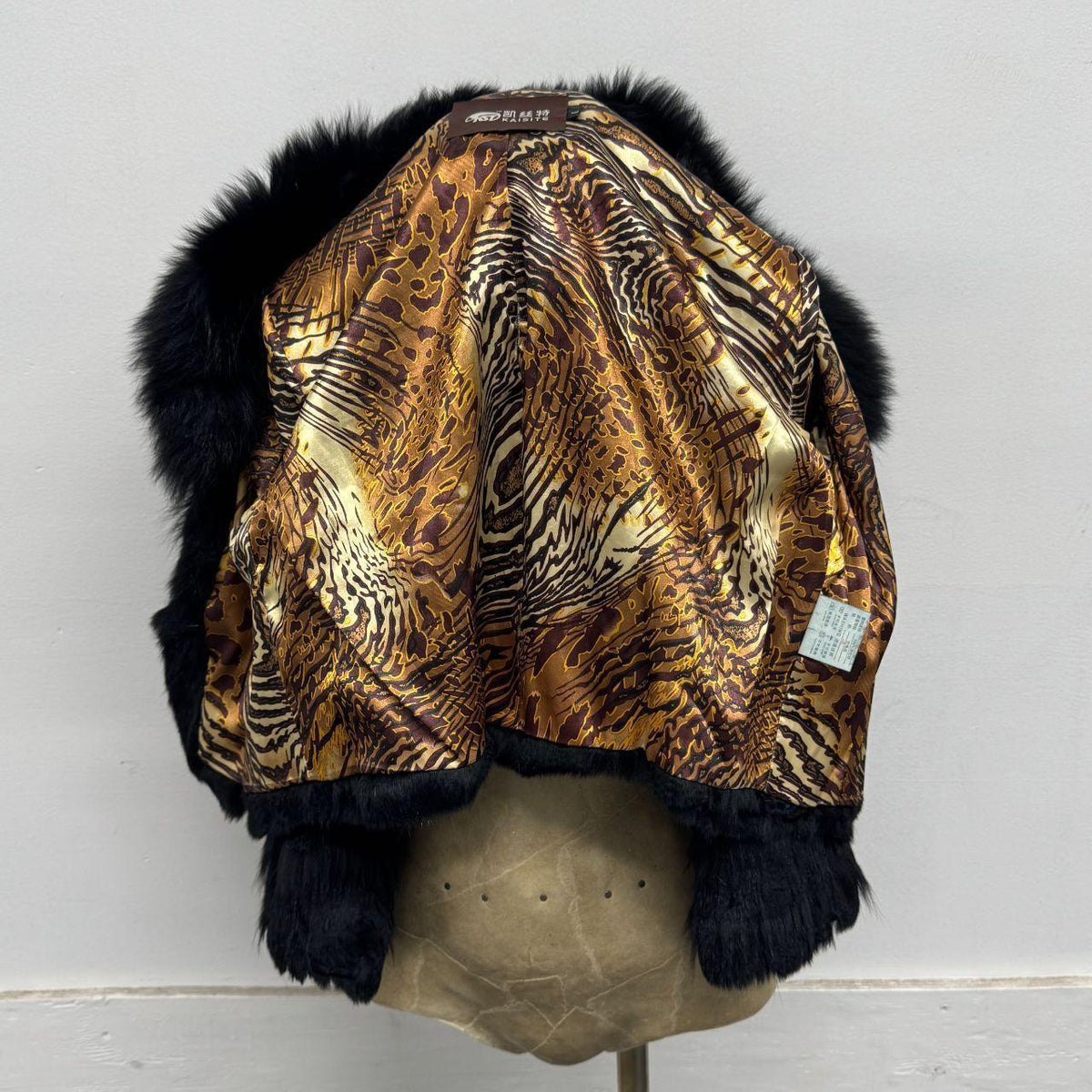 Vintage Black Rabbit & Fox Fur Coat Afghan Penny Lane Cropped Jacket