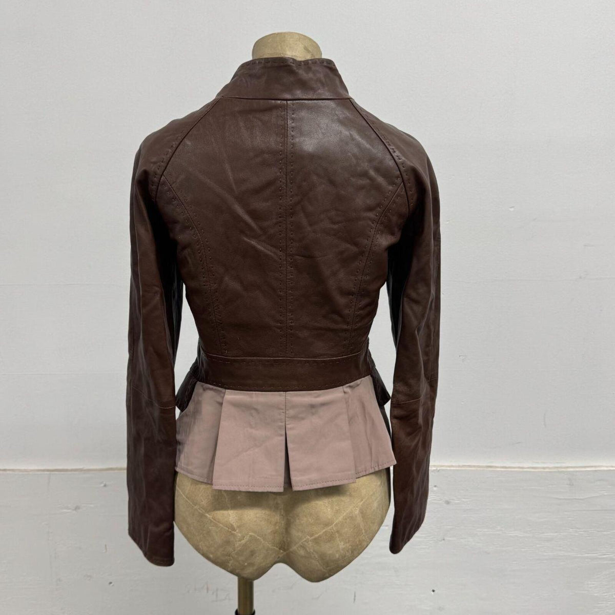 Vintage Brown Military Marching Band Napoleon Style Leather Jacket Etam