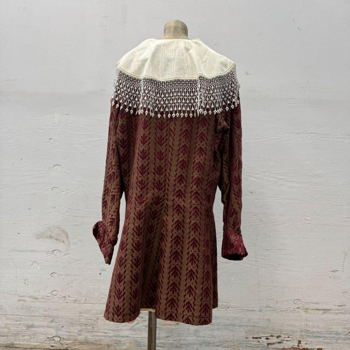 Vintage Victorian Revival Burgundy Brocade Statement Coat