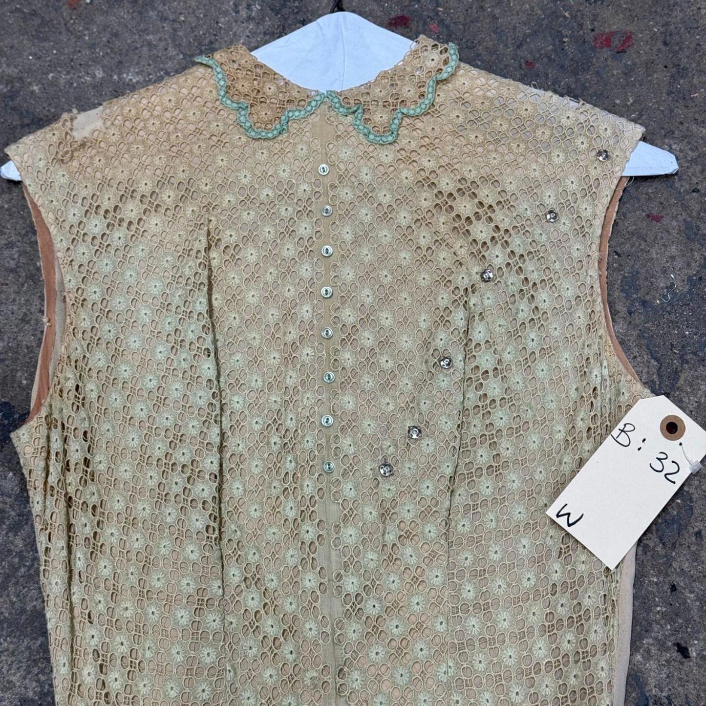 Vintage 50s does Edwardian Sage Green & Cream Sheer Blouse Film Costume