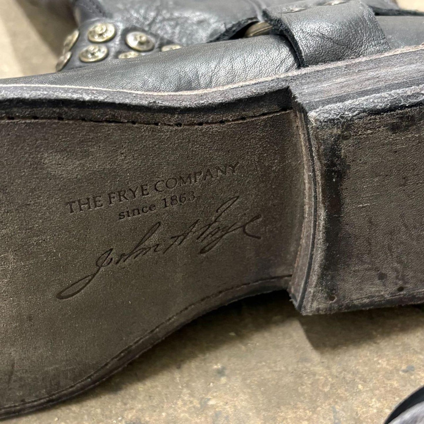 Deadstock Vintage Frye Leather Moto Harness Boots