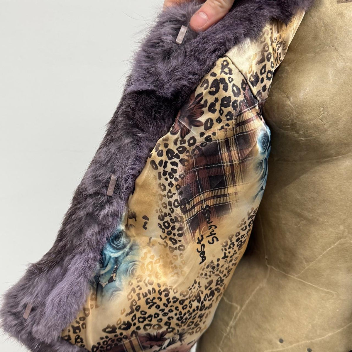 Vintage Y2K Purple-Grey Rabbit & Fox Fur Jacket Coat