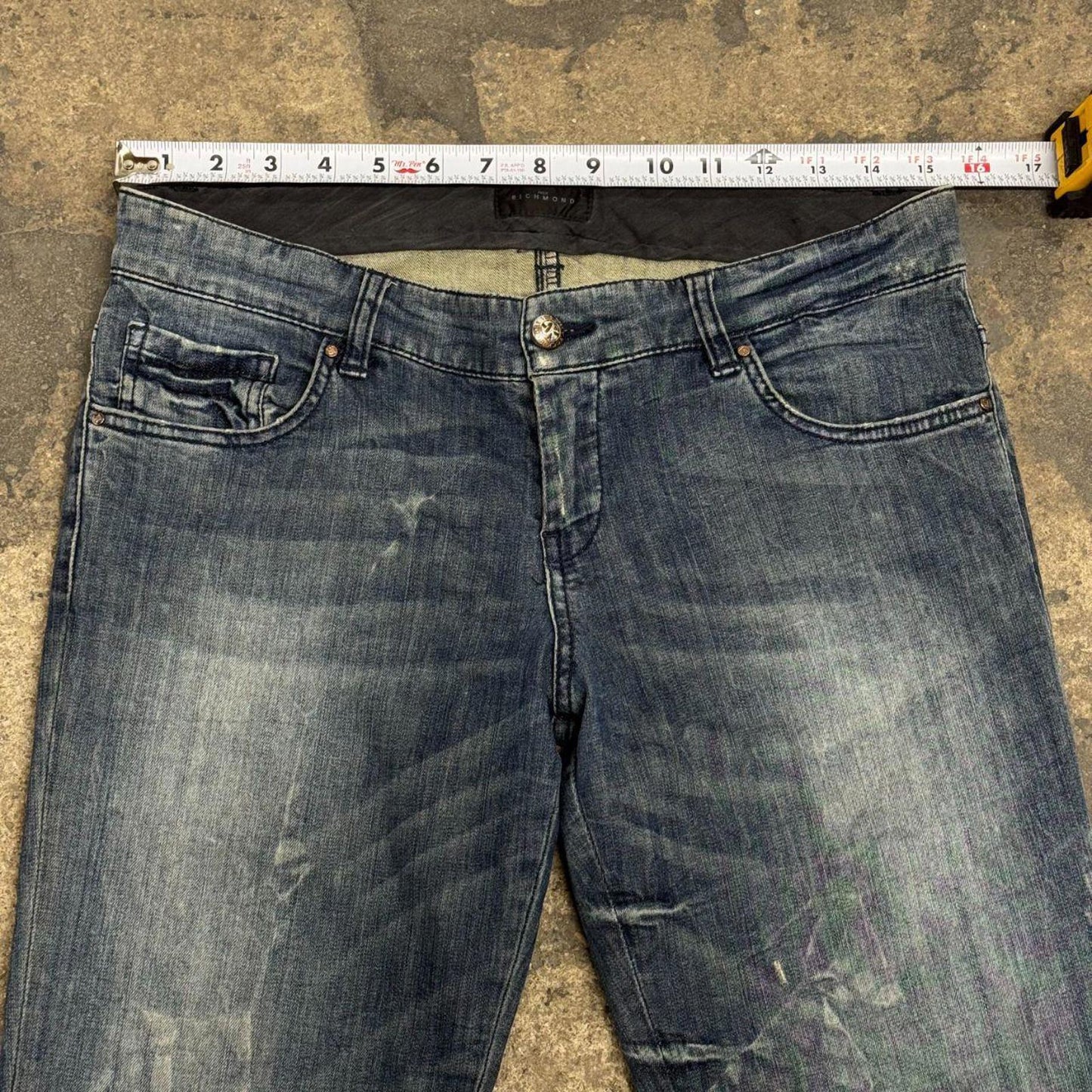 Y2K Vintage Archival John Richmond "Stepped On" Low-Rise Skinny Jeans 28