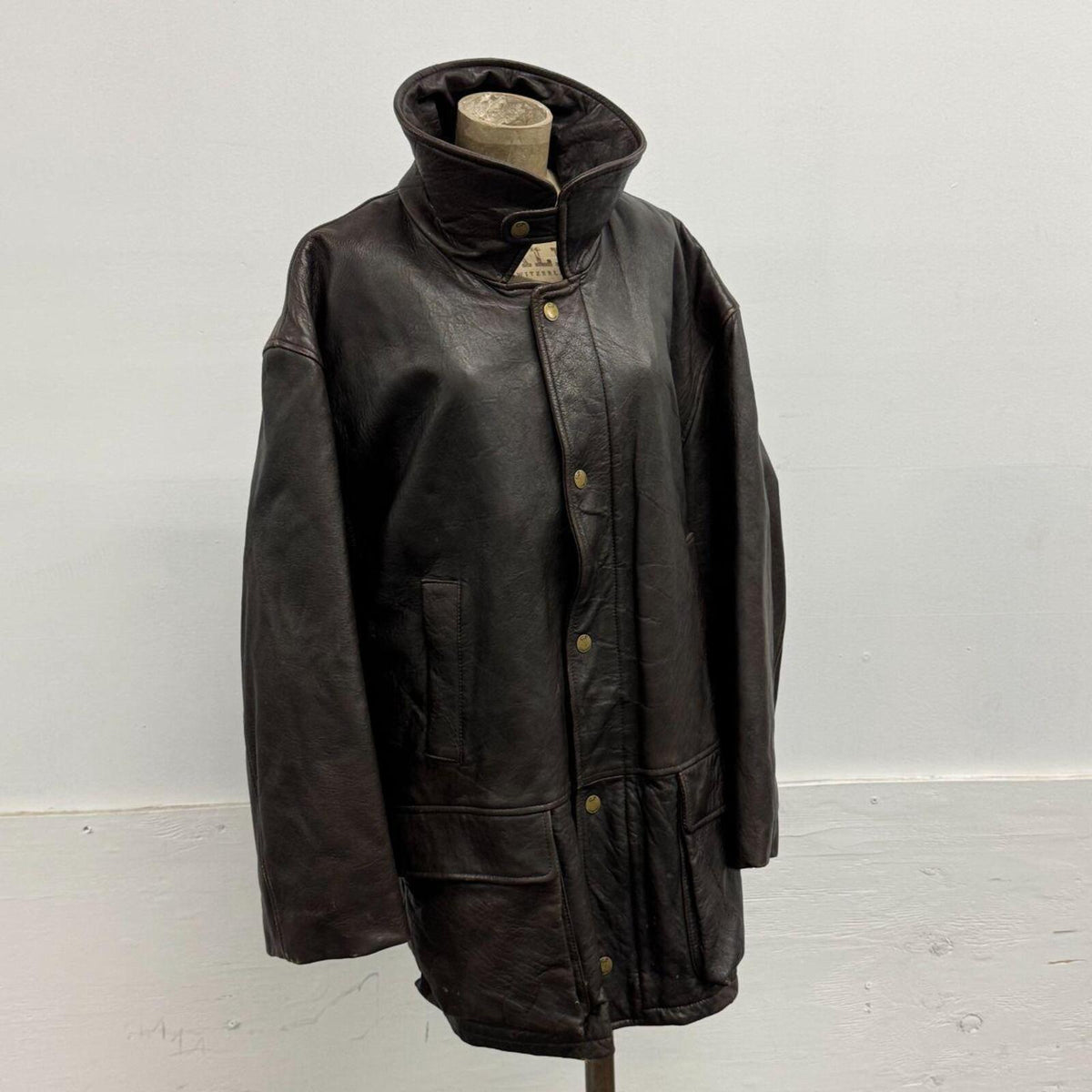 Vintage 80s C.P. Company Massimo Osti Leather Field Barn Jacket Brown L