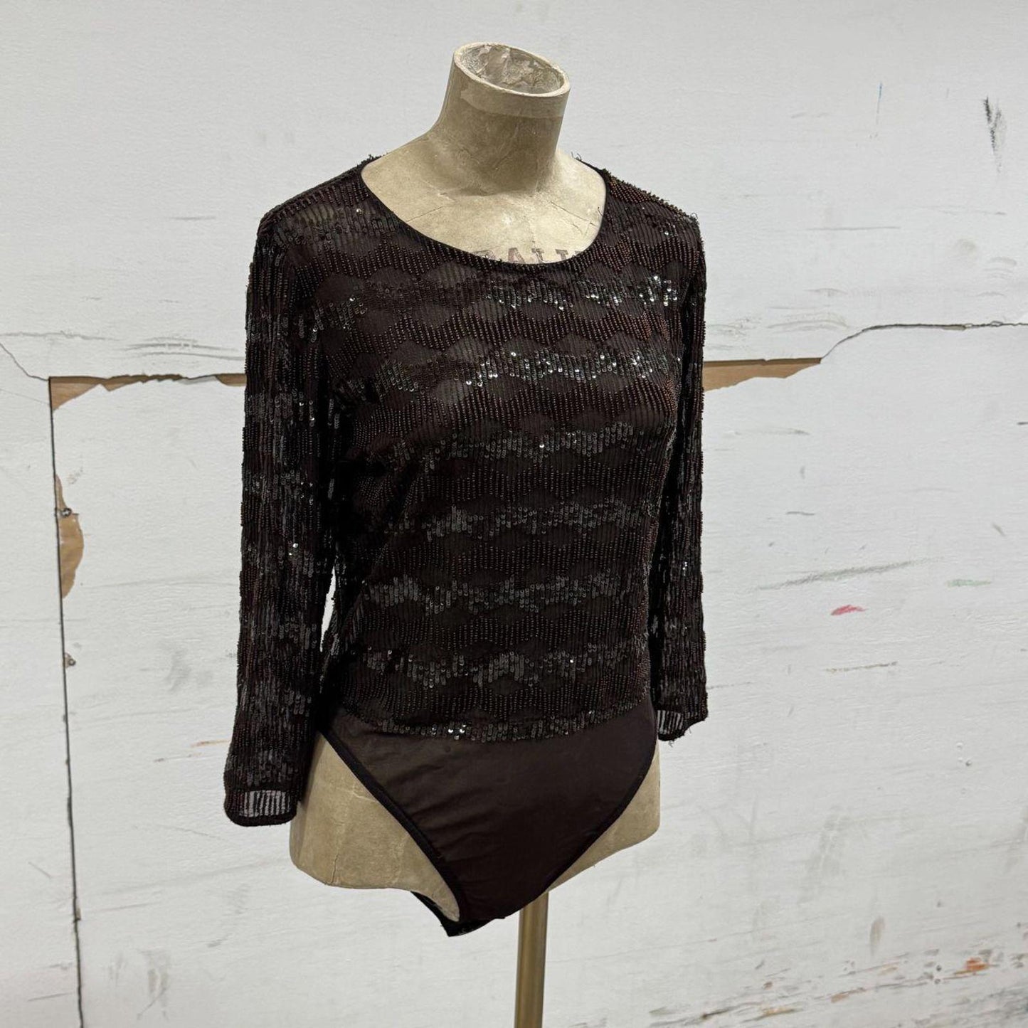 90s Vintage Giorgio Armani Beaded Silk Bodysuit