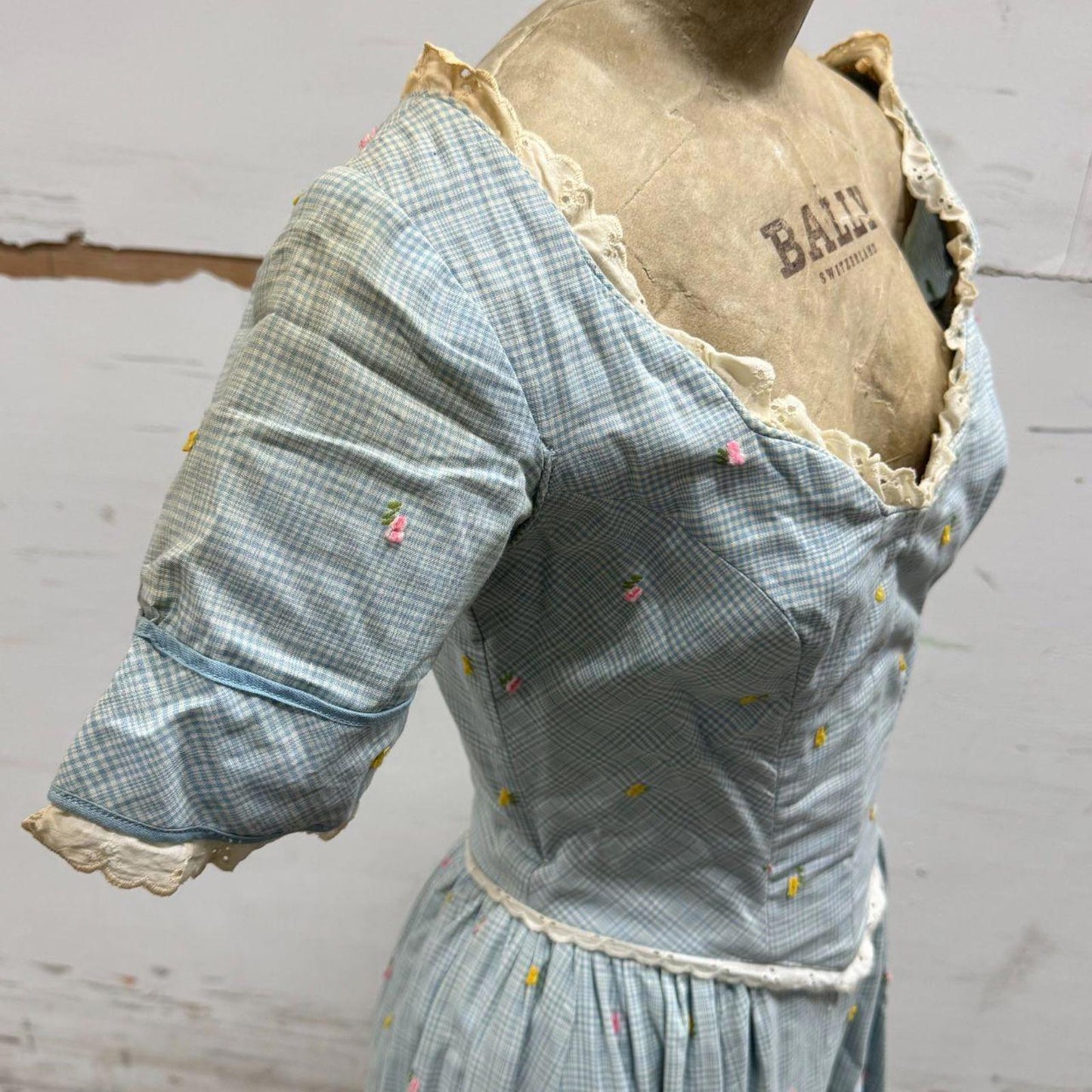 Vintage 40s does 1800s Victorian Blue 2pc Gown Prairie Western Film Costume