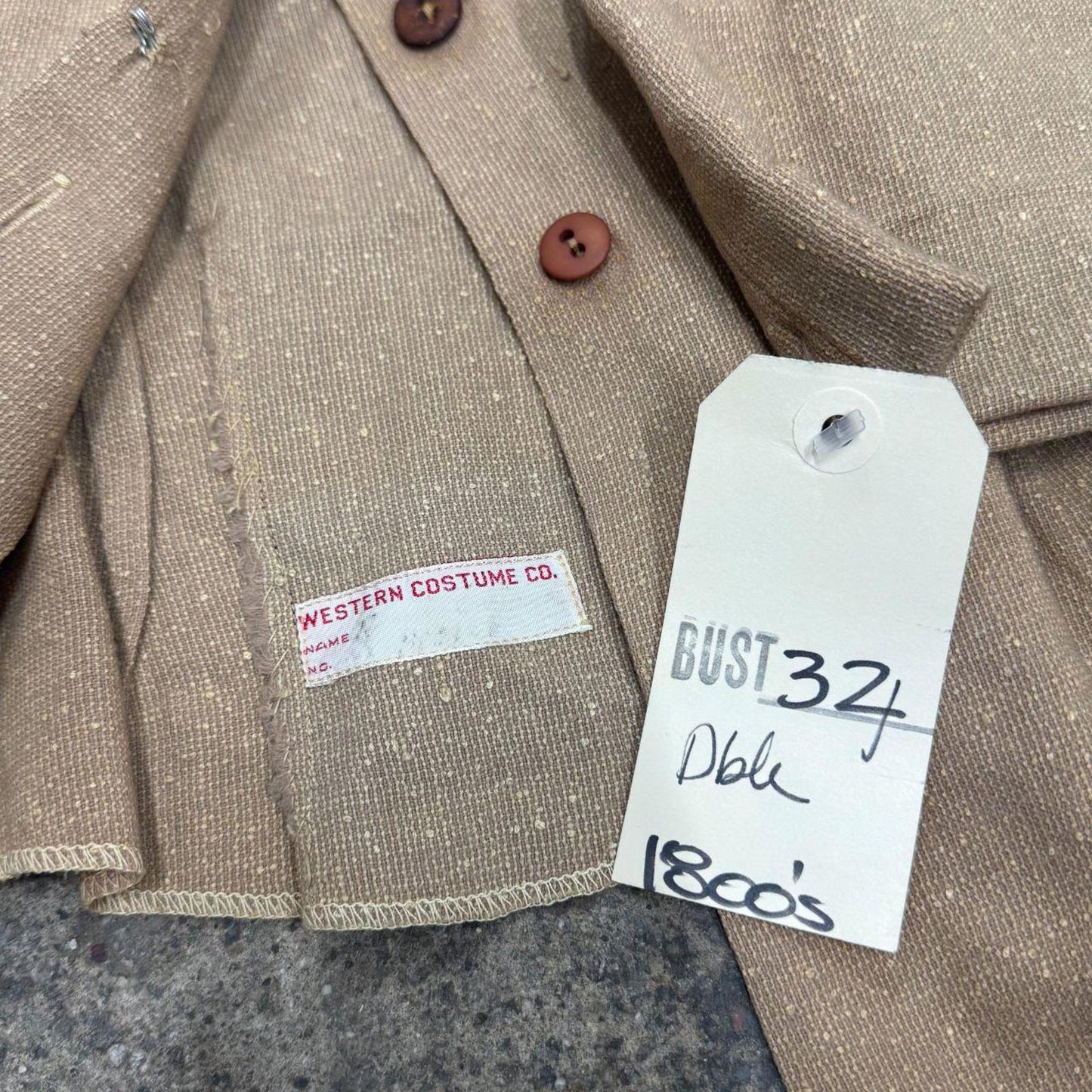 Vintage Tan Textured Victorian Western Jacket 50s does 1800s Disney Film Costume