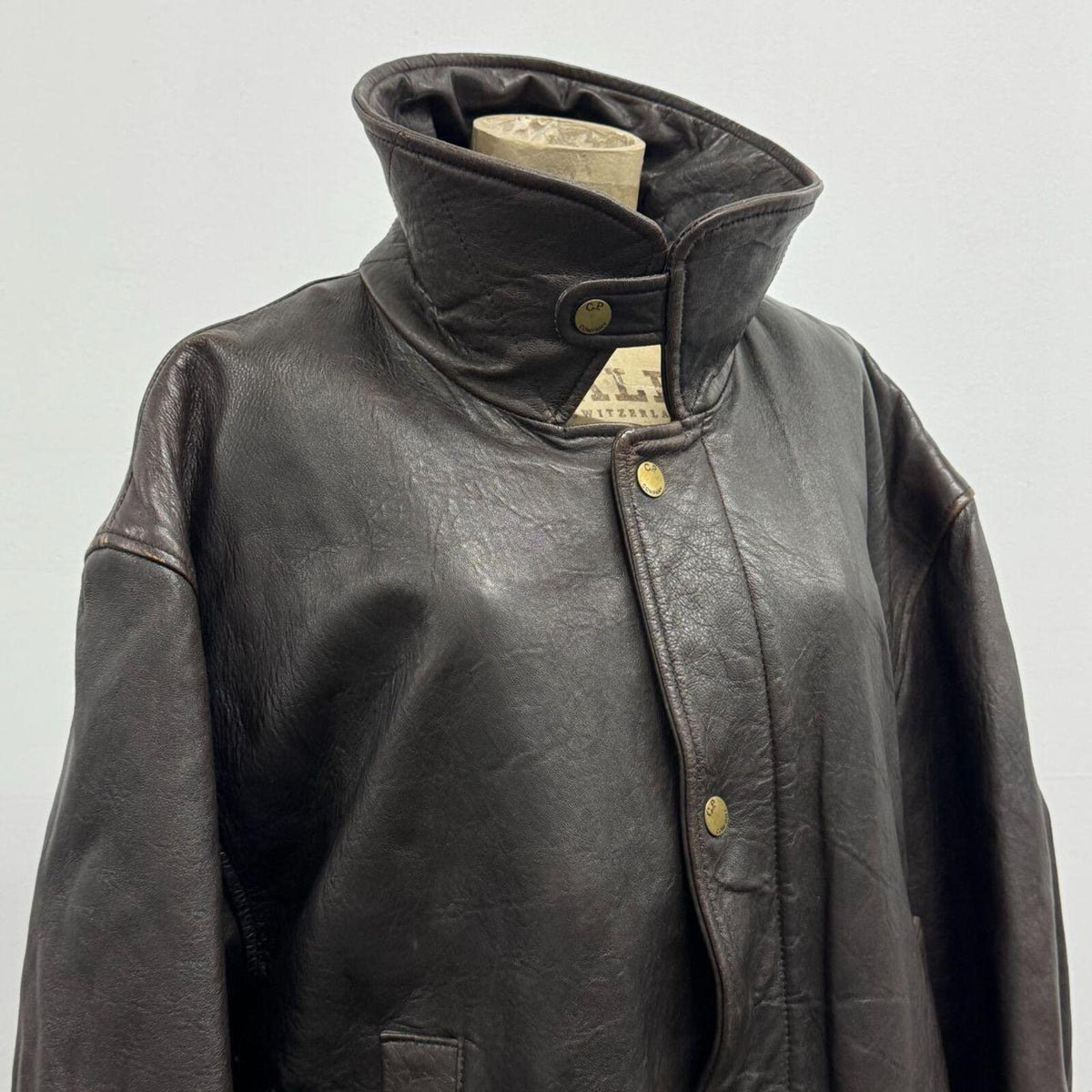 Vintage 80s C.P. Company Massimo Osti Leather Field Barn Jacket Brown L