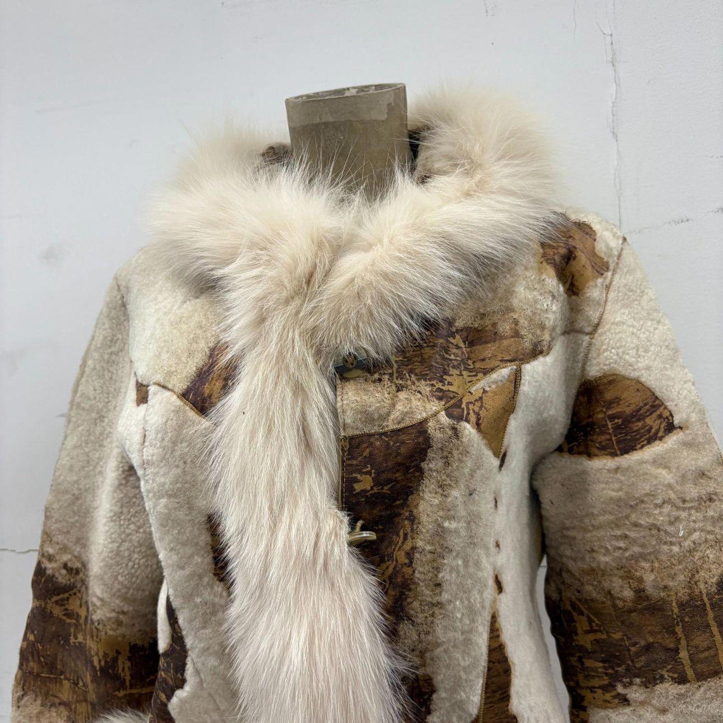 Vintage Y2K Patchwork Suede & Fox Fur "Penny Lane" Jacket