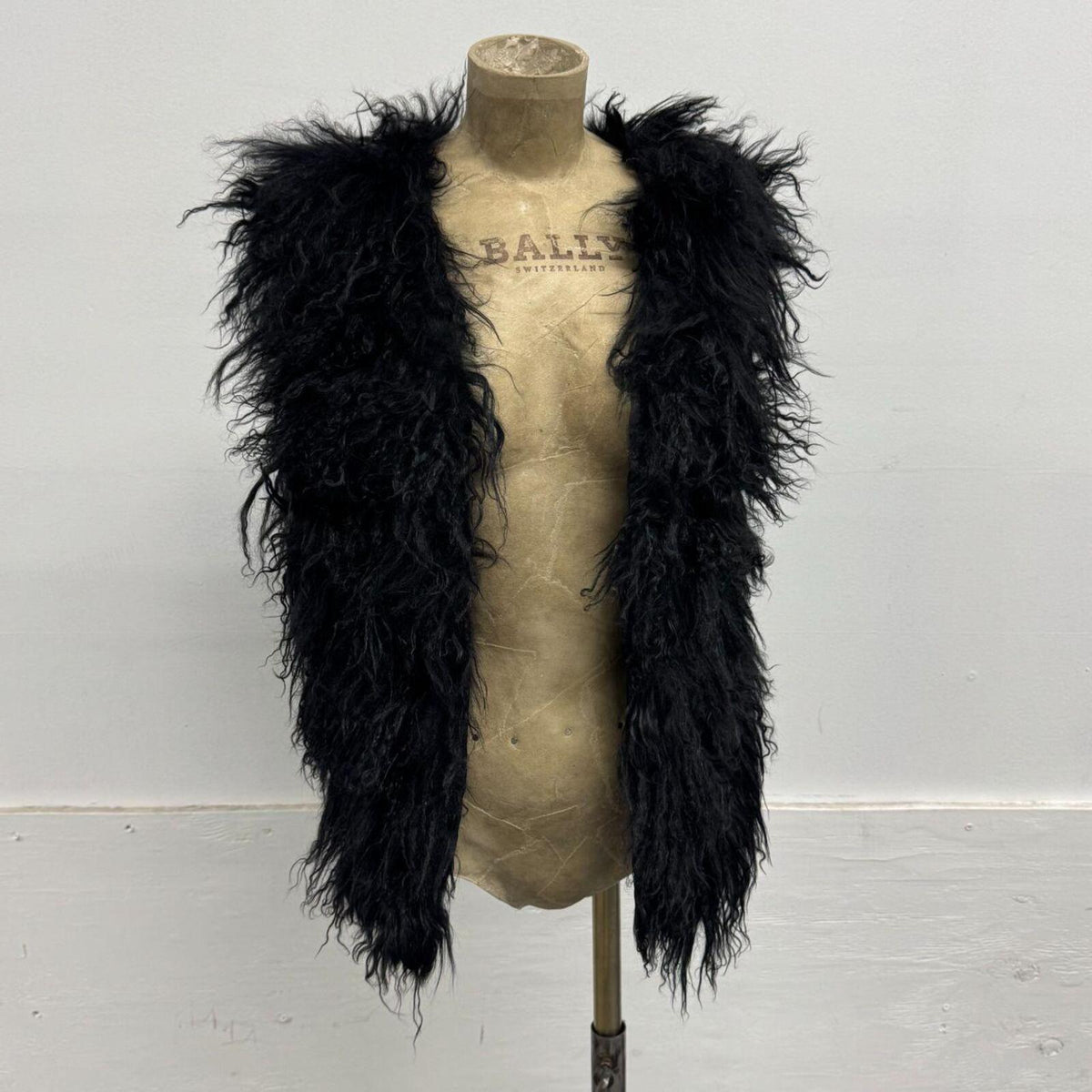 Vintage Black Mongolian Lamb Cropped Vest