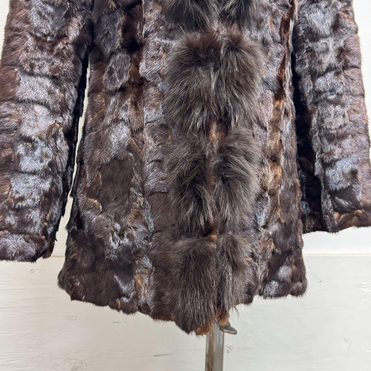 Vintage Y2K Brown Rabbit & Fox Fur Afghan Penny Lane Jacket Coat