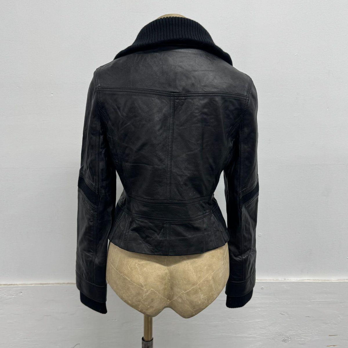 Vintage Black Double Layer Avant Garde Leather Jacket
