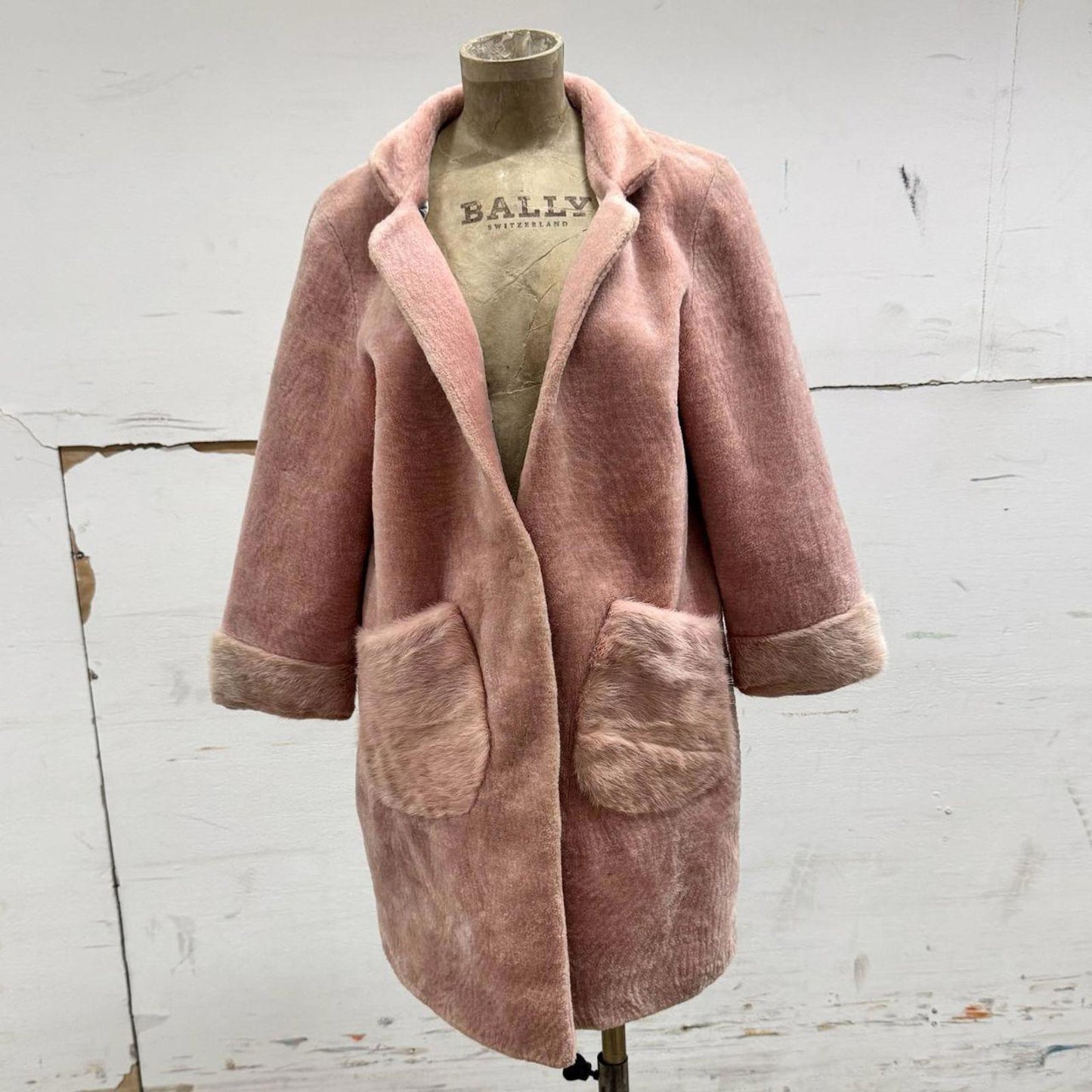 Vintage 90s Pink Wool Plush Coat