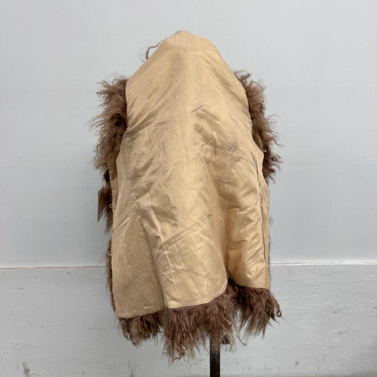 Vintage Taupe Brown Mongolian Lamb Cropped Vest