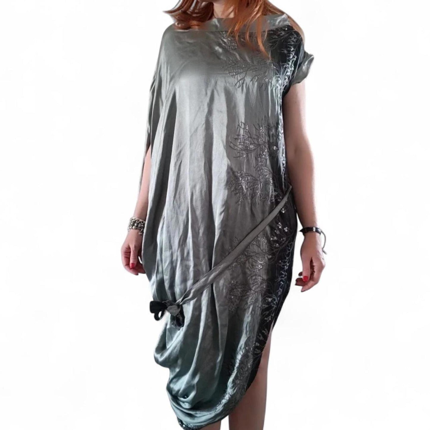 Vintage 100% Silk Ombré Sequin Draped Multi-wear Dress