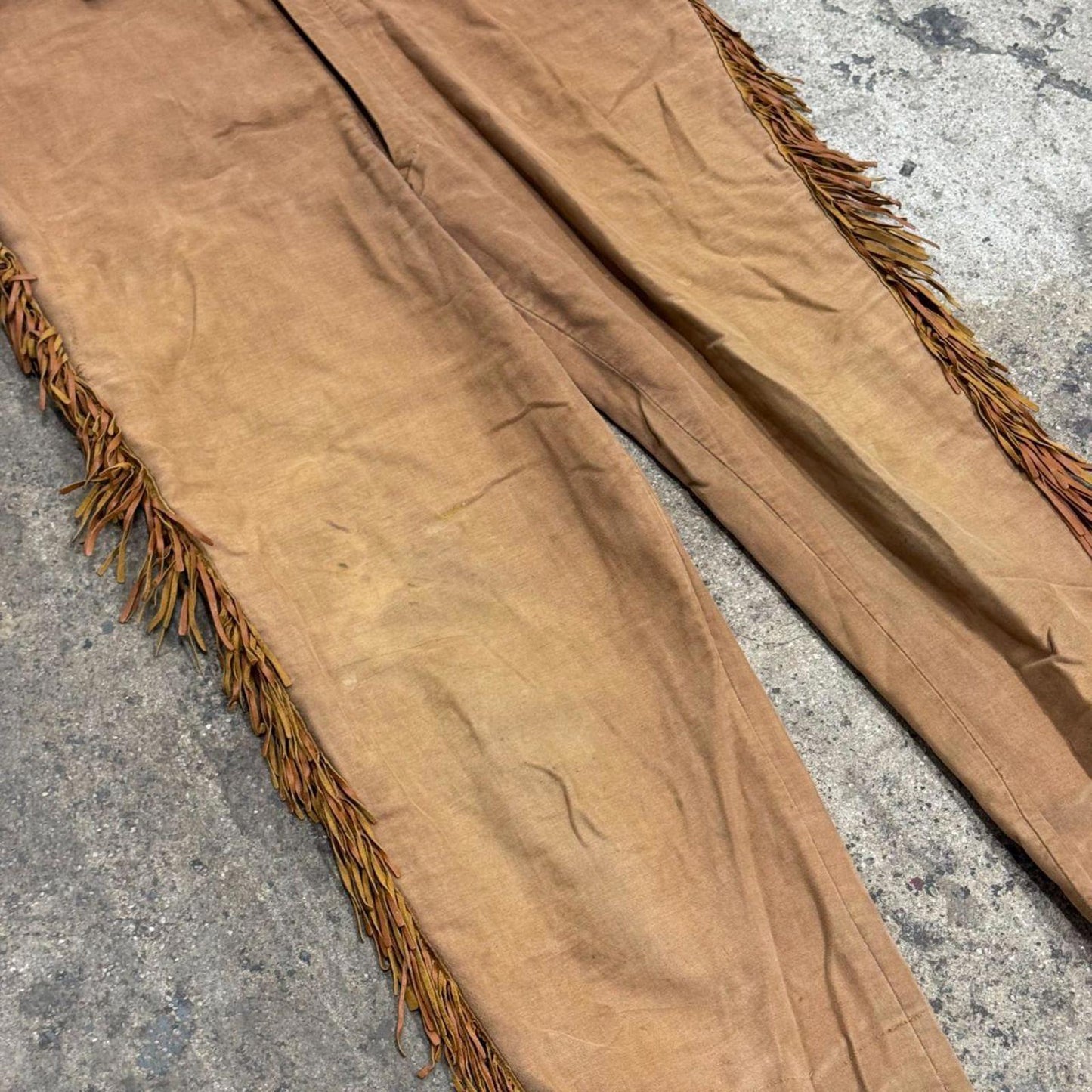 Vintage 40s 50s Faded Fringed Western Film Costume Victorian Trousers