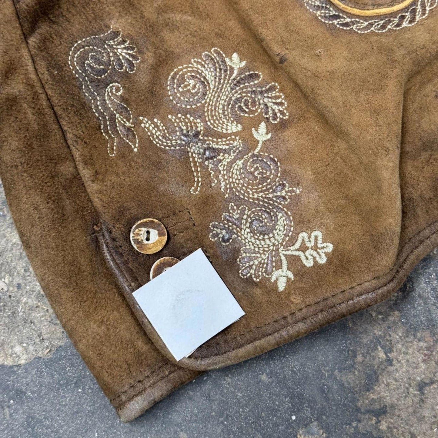 NWT Vintage Embroidered Brown Leather Women's Lederhosen Shorts