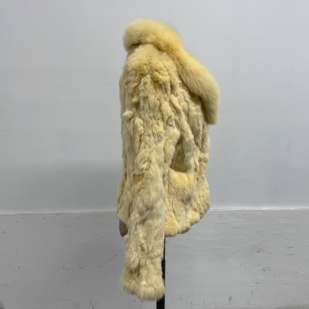 Vintage Y2K Cream Rabbit & Fox Fur Jacket Coat