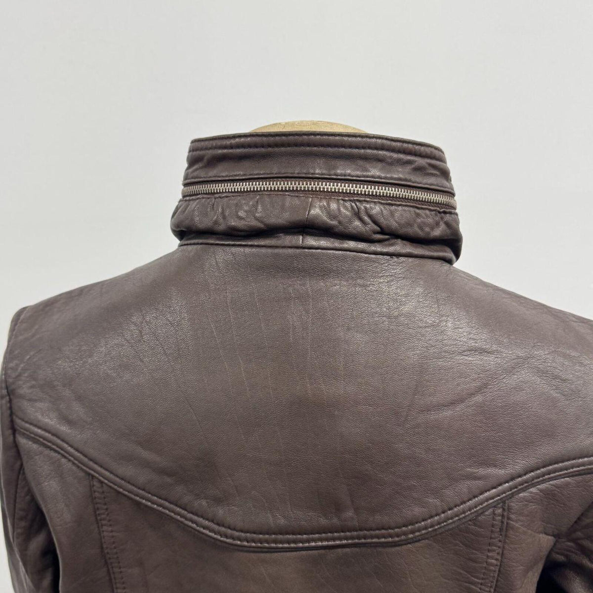 Vintage Brown Triple Zip Leather Aviator Bomber Jacket