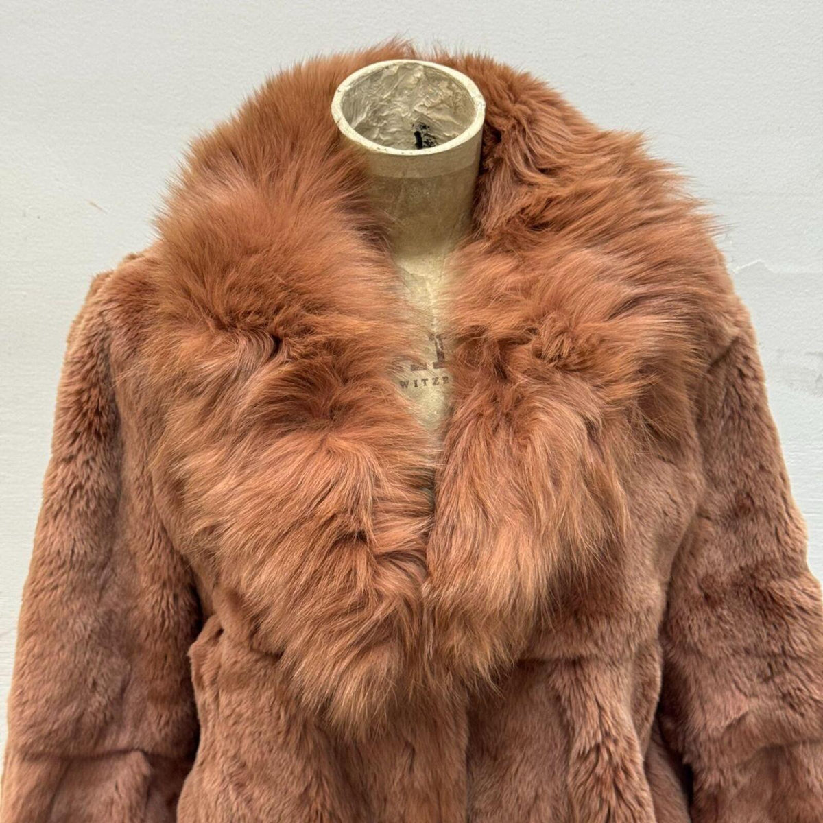 Vintage Warm Brown Rabbit & Fox Fur Jacket Coat