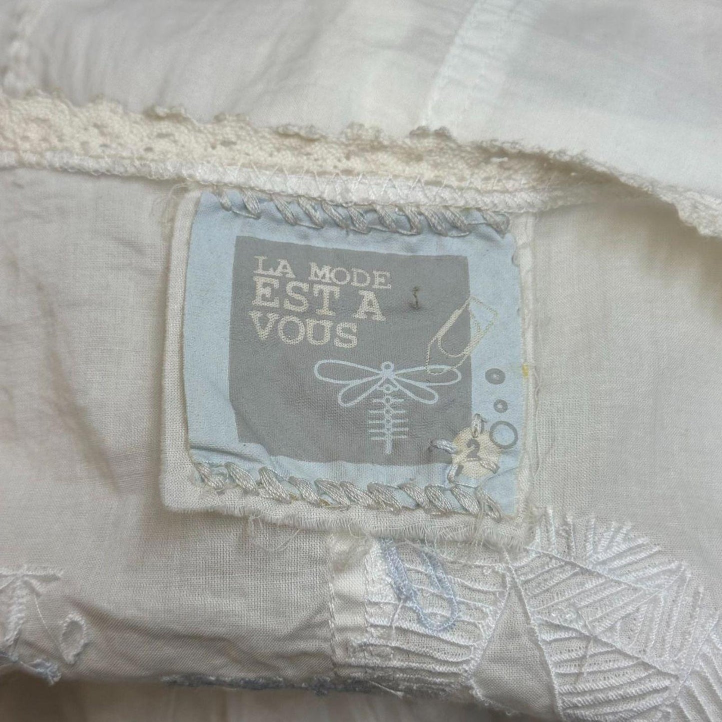 Vintage La Mode Est à Vous White Cotton Parachute Dress