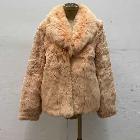 Vintage Blush Pink Rabbit & Fox Fur Jacket Coat