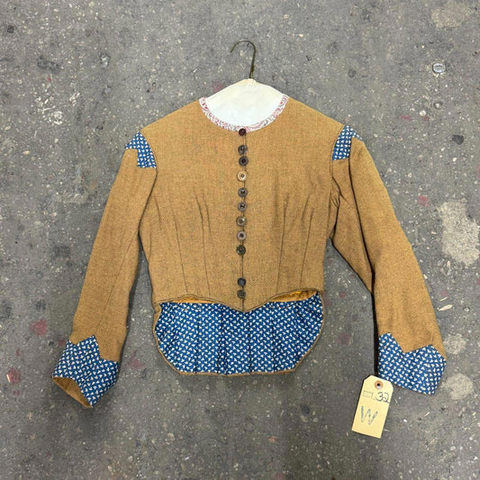 Vintage 40s 50s Does Victorian Antique Style Burlap & Calico Bodice Film Costume