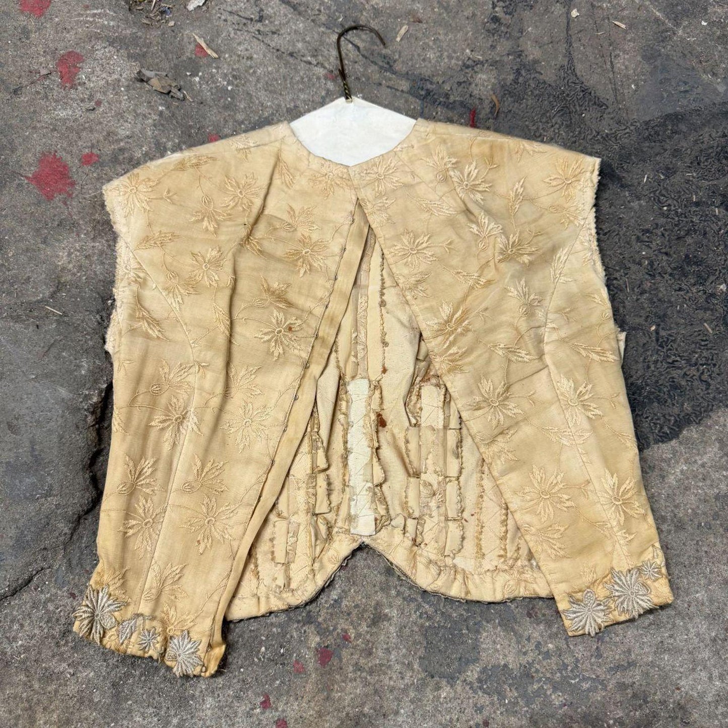 Vintage Film Costume 40s 50s Does Victorian Antique Style Gold Silver Bodice XS