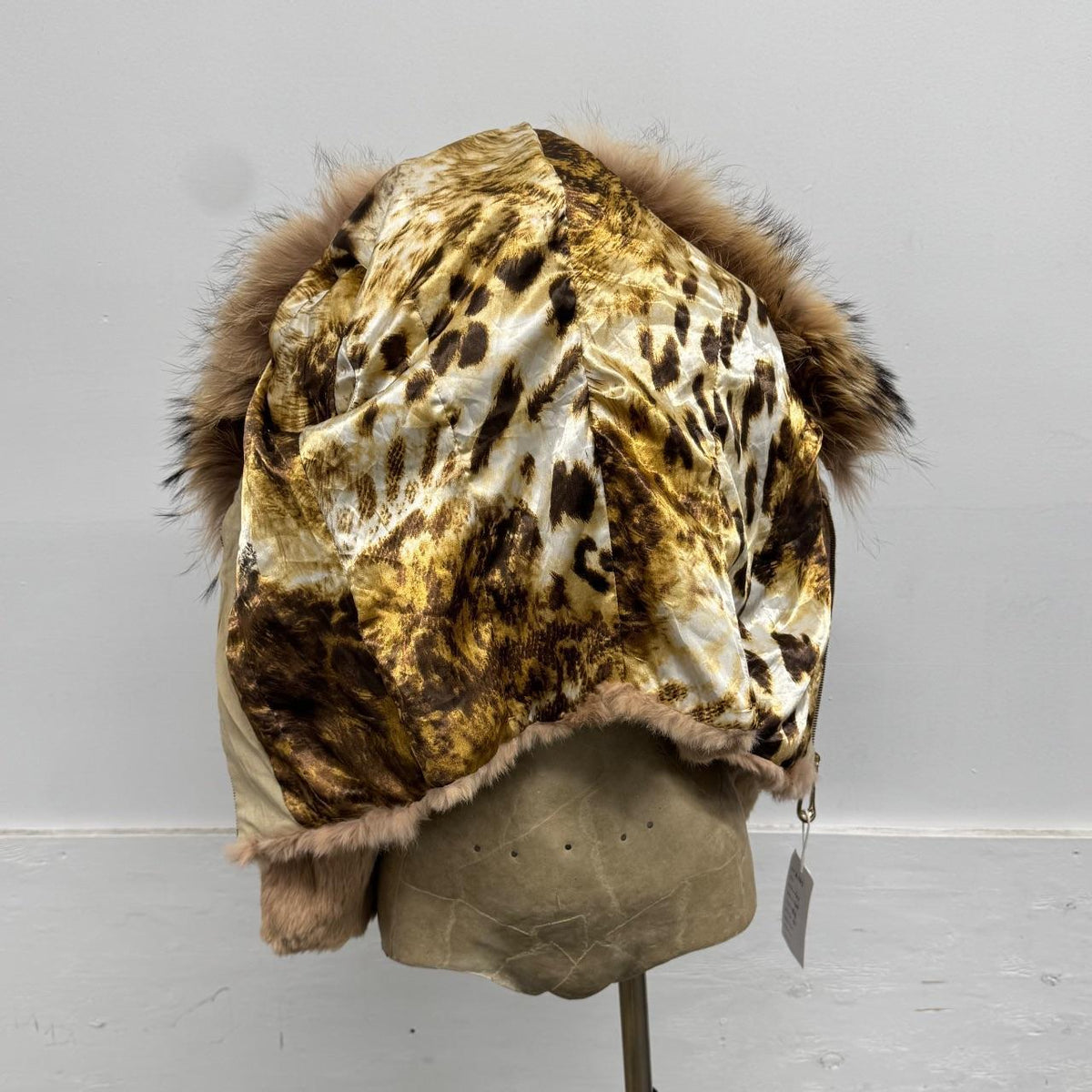 Vintage Y2K Tan Rabbit & Raccoon Fur Jacket Coat