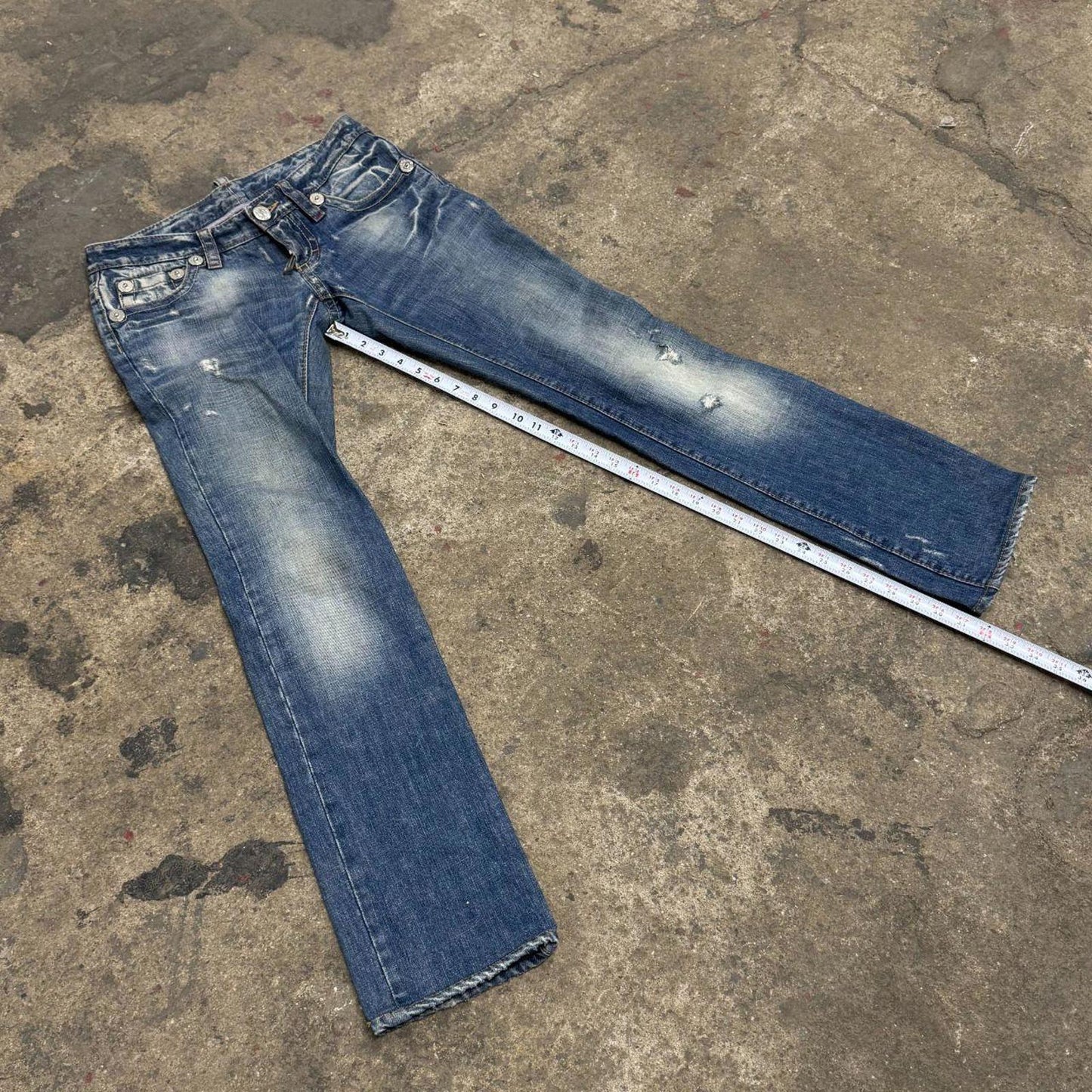 Archival Y2K Vintage Dsquared² "Camp Chippewa" Ultra Low-Rise Jeans S