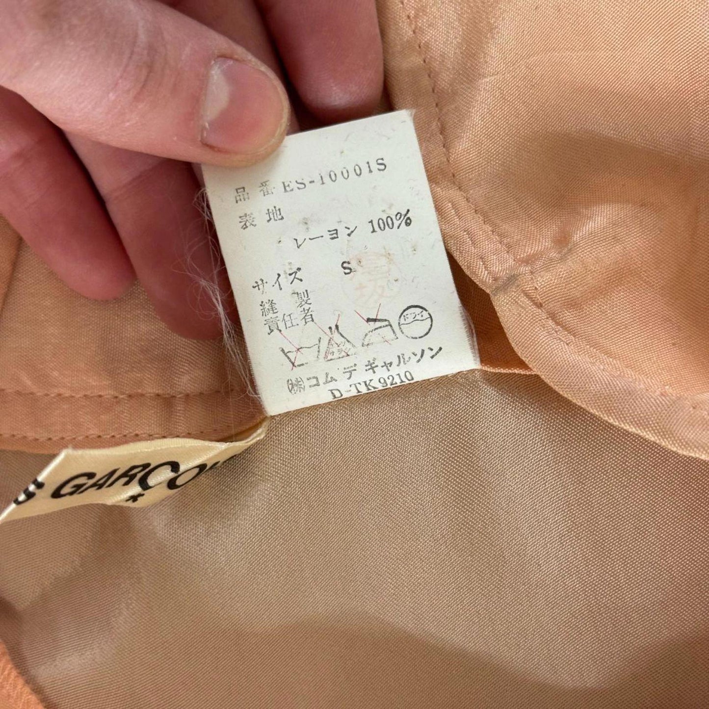 90s Vintage Comme des Garçons Peach Pink Asymmetric Satin Slip Skirt